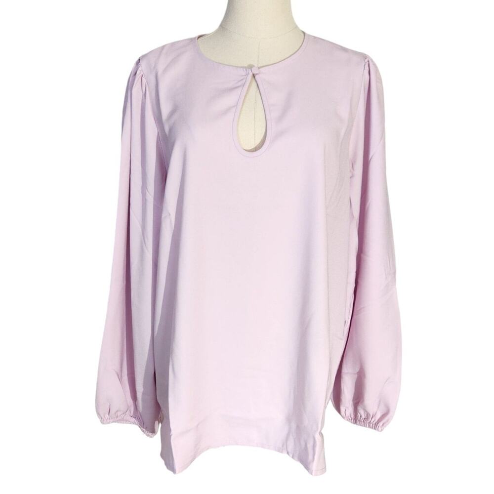 J Crew Pink Puff Sleeve Keyhole Neckline Crepe Blouse Women Tall Large